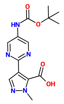 (image for) MC025051 4-(5-((tert-Butoxycarbonyl)amino)pyrimidin-2-yl)-1-methyl-1H-pyrazole-5-carboxylic acid